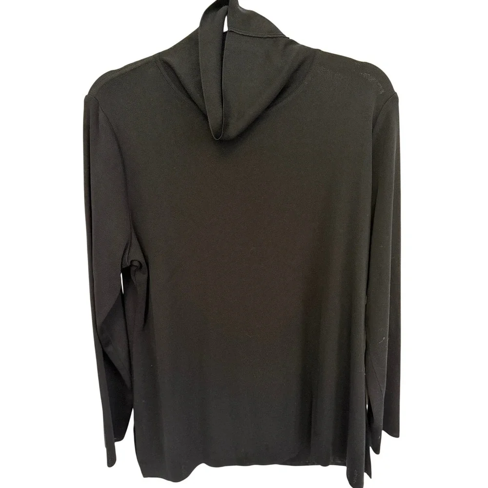 Women's Misook Black Turtleneck‎ Long Sleeve Knit Sweater Size L Side Slit